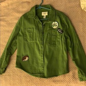 Forest green button down jacket